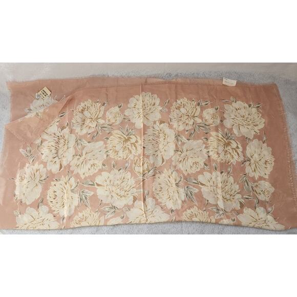 Vtg ECHO Pink Floral 100% Silk Scarf MARSHALL FIELDS tag NWT - Picture 2 of 6